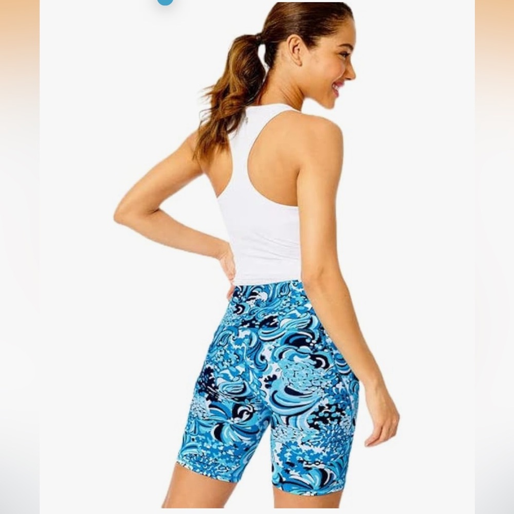 Lilly Pulitzer Blue Swirl Print Bike Shorts - Picture 3 of 9
